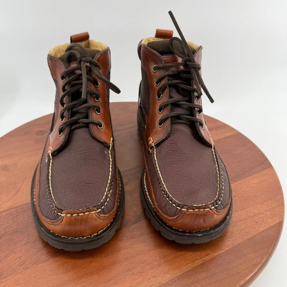 LL Bean Eastport Ranger Boots Mens 11 D Brown Leather Moc‎ Toe Lug Sole 244479
